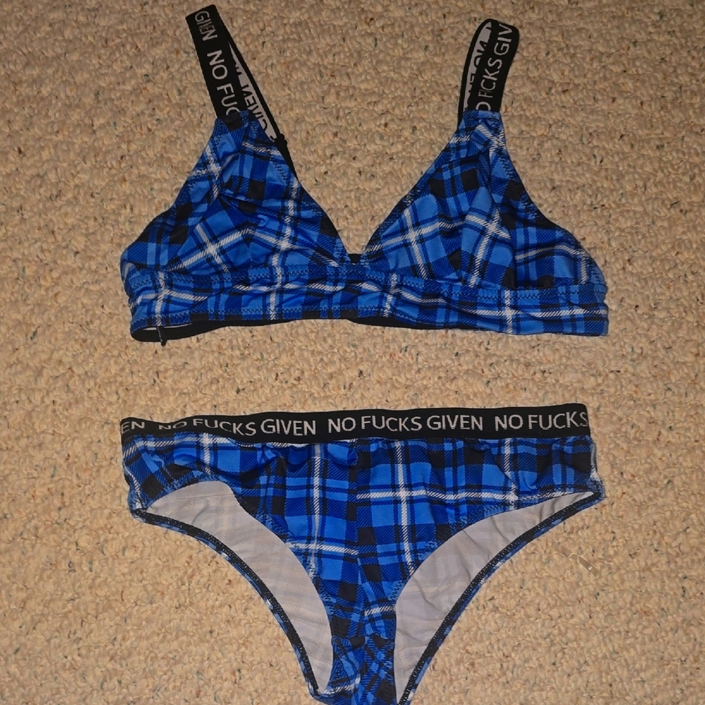 Blue Plaid 2 Piece Exotic Dancewear